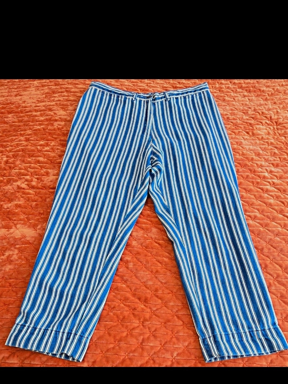 Vintage St John’s Bay Striped Cropped Jeans women's cotton 34"×24" xlnt.cond..